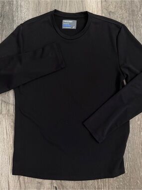 Men's Twillory New Black Long-Sleeve Crewneck Athletic Athleisure Stretch Large